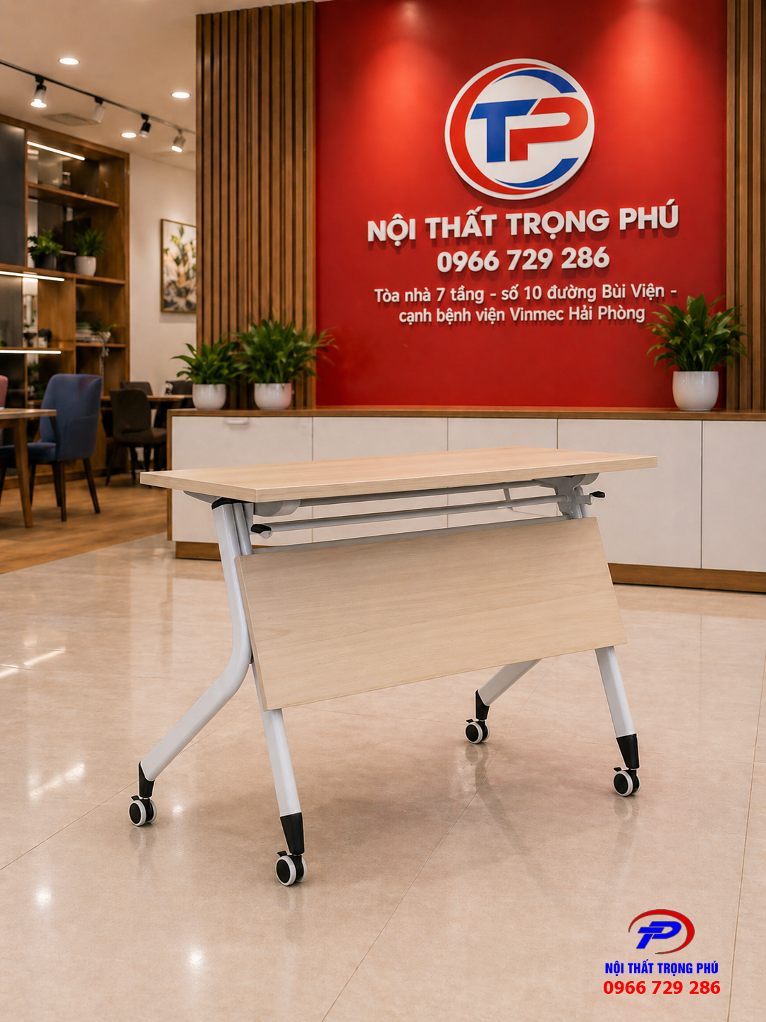 Bàn Huấn Luyện Gấp Gọn BHLFFZ5 Có Bánh Xe Hiện Đại Cho Phòng Đào Tạo
