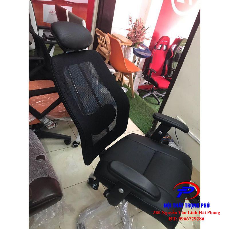 Ghế xoay lưng dưới đệm da - Ghế lưới ngả TP713