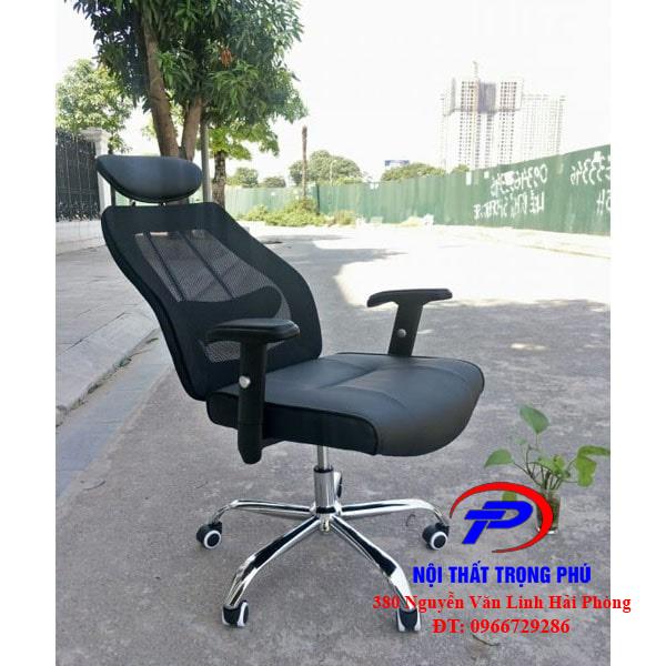 Ghế xoay lưng dưới đệm da - Ghế lưới ngả TP713