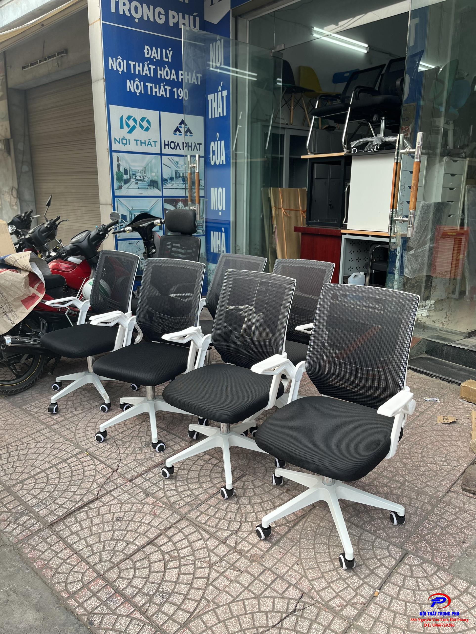 Ghế Văn Phòng Tay Gập Chân Xoay TPGX680- màu  trắng