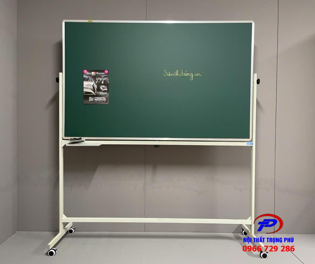 Bảng từ xanh Hàn Quốc di động 2 mặt lật xoay 360 độ (cải tiến mới) - KT 1200x2400 kẻ mờ