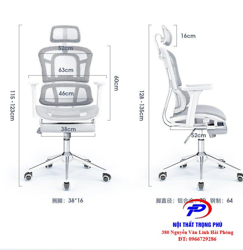 Ghế công thái học có gác chân TPK80G