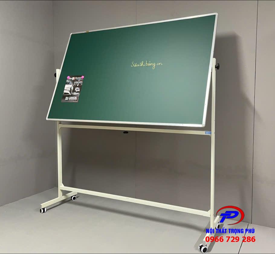 Bảng từ xanh Hàn Quốc di động 2 mặt lật xoay 360 độ (cải tiến mới) - KT 1200x2400 kẻ mờ