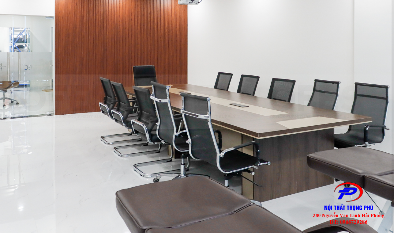 Bàn họp hiện đại 3m6 BH36 màu nâu cải be