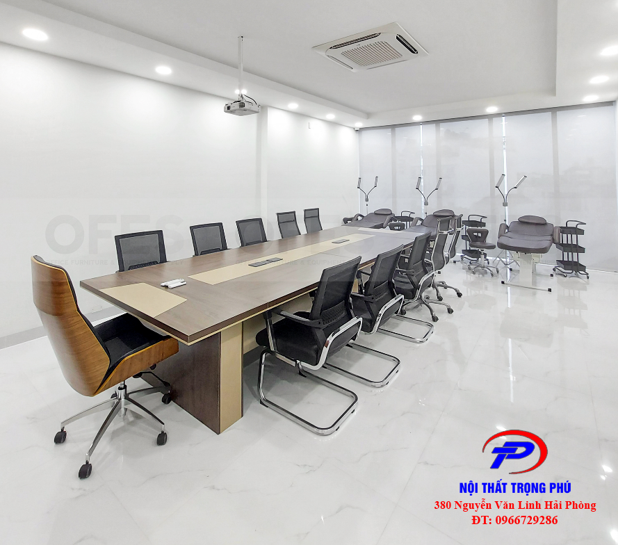 Bàn họp hiện đại 3m6 BH36 màu nâu cải be