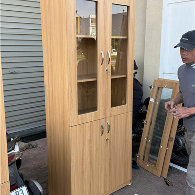 Tủ tài liệu TP-AT1960KG gỗ Melamine 2 khoang, trên kính dưới gỗ 800x400x1960mm