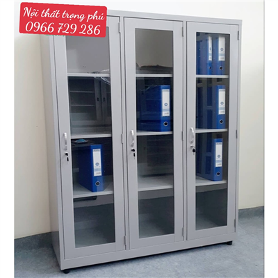 Tủ tài liệu sắt 3 cánh kính mở TS09K9
