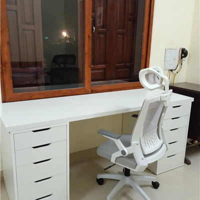 Bàn máy tính- Bàn Gaming IKEA 2 hộc tủ  60x140cm màu trắng toàn bộ