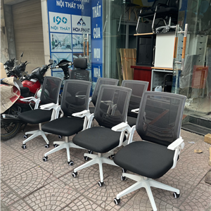 Ghế Văn Phòng Tay Gập Chân Xoay TPGX680- màu  trắng