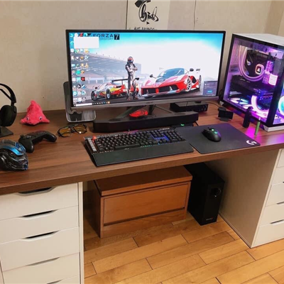 Bàn máy tính- Bàn Gaming IKEA 2 hộc tủ 5 ngăn kéo 60x180cm màu 257